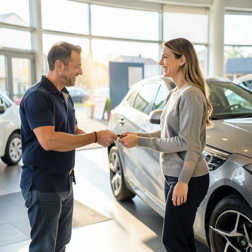 Schlüsselübergabe an einen zufriedenen Kunden bei GW Automobile Essen